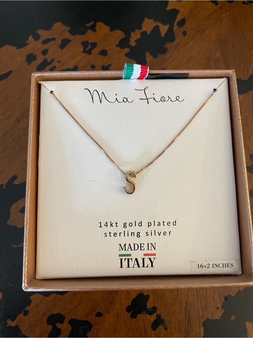 NEW Mia Fiore 14kt Gold Plated 'S' Initial Necklace
